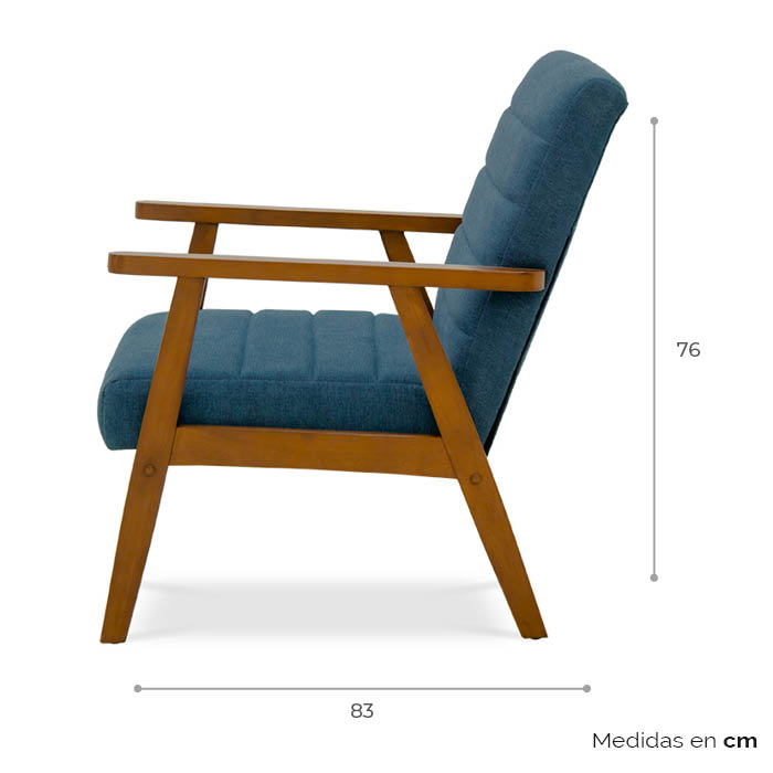 Sillon Tela Azul/nogal Cincuenta Y Ocho | Sillones y Ottomanes | salas